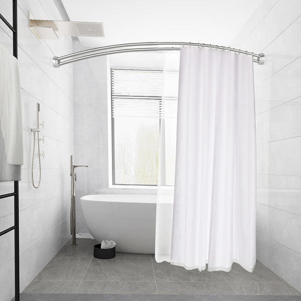 Loft97 DCR2XX Rustproof Wall Mounted Aluminum Double Curved Shower Curtain Rod, Adjustable Double Shower Rod from 45" to 72", Expandable, Wall Mounted