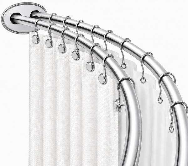 Loft97 DCR2XX Signature Aluminum Series Double Curved Shower Curtain Rod, Adjustable 45-72 Inch, Rustproof Aluminum, Dual Rod Design, Separates Curtain & Liner, Adds 8 Inches More Space