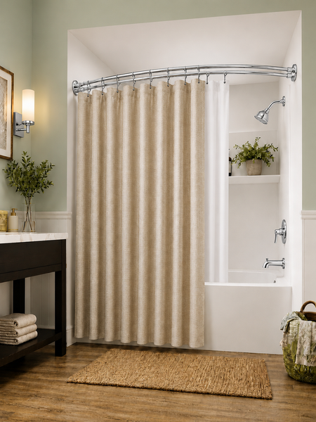 Loft97 DCR2XX Signature Aluminum Series Double Curved Shower Curtain Rod, Adjustable 45-72 Inch, Rustproof Aluminum, Dual Rod Design, Separates Curtain & Liner, Adds 8 Inches More Space