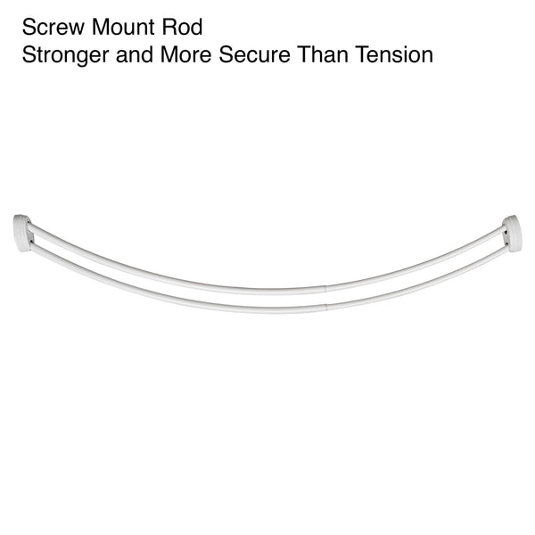 Loft97 DCR2XX Rustproof Wall Mounted Aluminum Double Curved Shower Curtain Rod, Screw Mount Rod, Stronger and More Secure Than Tension, Adjustable Double Shower Rod from 45" to 72", Expandable