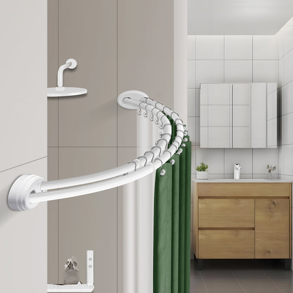 Loft97 DCR2XX Rustproof Wall Mounted Aluminum Double Curved Shower Curtain Rod, Screw Mount Rod, Stronger and More Secure Than Tension, Adjustable Double Shower Rod from 45" to 72", Expandable