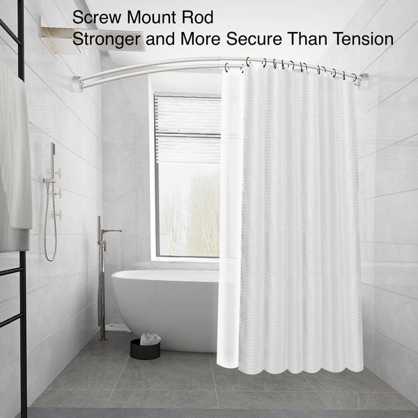 Loft97 DCR2XX Rustproof Wall Mounted Aluminum Double Curved Shower Curtain Rod, Screw Mount Rod, Stronger and More Secure Than Tension, Adjustable Double Shower Rod from 45" to 72", Expandable