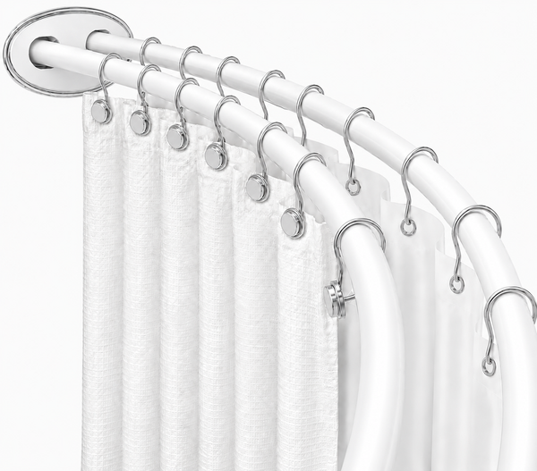 Loft97 DCR2XX Signature Aluminum Series Double Curved Shower Curtain Rod, Adjustable 45-72 Inch, Rustproof Aluminum, Dual Rod Design, Separates Curtain & Liner, Adds 8 Inches More Space