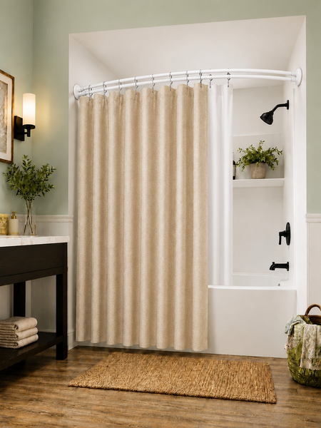 Loft97 DCR2XX Signature Aluminum Series Double Curved Shower Curtain Rod, Adjustable 45-72 Inch, Rustproof Aluminum, Dual Rod Design, Separates Curtain & Liner, Adds 8 Inches More Space