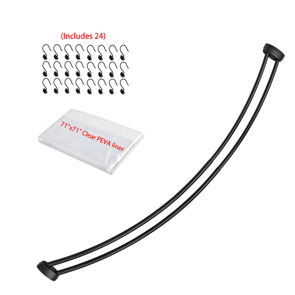 Loft97 DCR9XX Rustproof Wall Mounted Aluminum Double Curved Shower Curtain Rod, Screw Mount Rod, Stronger and More Secure Than Tension, Adjustable Double Shower Rod from 45" to 72", Expandable, Includes shower liner and shower hooks