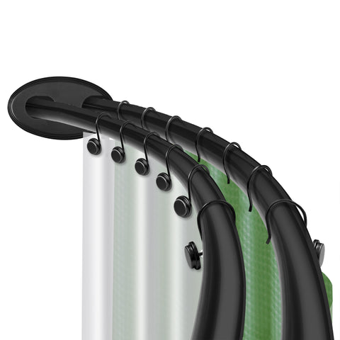 Loft97 DCR9XX Rustproof Wall Mounted Aluminum Double Curved Shower Curtain Rod, Screw Mount Rod, Stronger and More Secure Than Tension, Adjustable Double Shower Rod from 45" to 72", Expandable, Includes shower liner and shower hooks