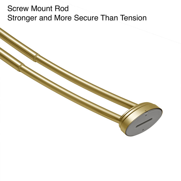 Loft97 DCR9XX Rustproof Wall Mounted Aluminum Double Curved Shower Curtain Rod, Screw Mount Rod, Stronger and More Secure Than Tension, Adjustable Double Shower Rod from 45" to 72", Expandable, Includes shower liner and shower hooks