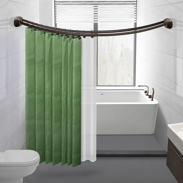 Loft97 DCR9XX Rustproof Wall Mounted Aluminum Double Curved Shower Curtain Rod, Screw Mount Rod, Stronger and More Secure Than Tension, Adjustable Double Shower Rod from 45" to 72", Expandable, Includes shower liner and shower hooks