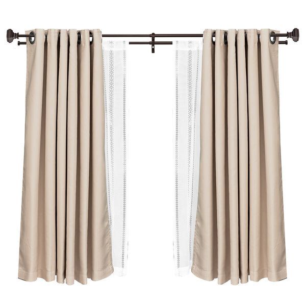 LOFT97 DD162/4/8RB Window Treatment Telescoping Double Curtain Rod Set with Classic Cap, 5/8-Inch Diameter, Oil Rubbed Bronze