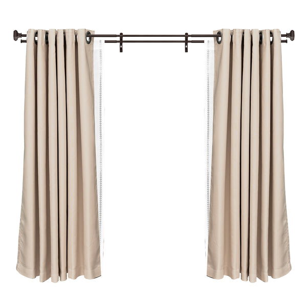 LOFT97 DD162/4/8RB Window Treatment Telescoping Double Curtain Rod Set with Classic Cap, 5/8-Inch Diameter, Oil Rubbed Bronze
