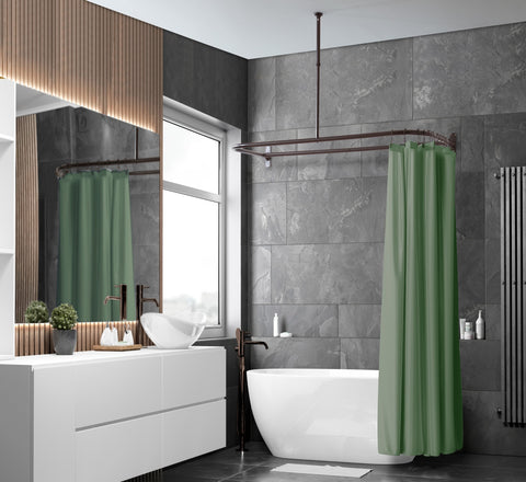 Loft97 DR1XX Rustproof Wall Mounted Aluminum D-shape Shower Rod With Ceiling Support for Freestanding Tubs, 60 Inch Large Size by 25 Inch