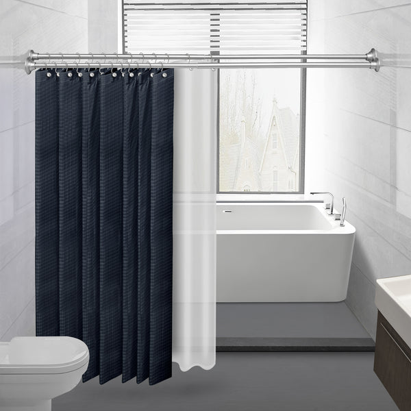 Loft97 DS1XX Adjustable 72-Inch Double Shower Curtain Tension Rods - Rust-Proof Aluminum with  Rubber End Cap, Easy Installation - Extendable, Ideal for Bathroom, Retractable, Wall-to-Wall - No Drilling