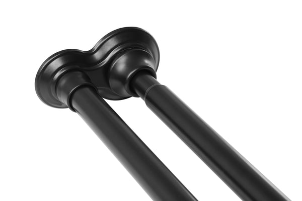 Loft97 DS9XX Adjustable 72-Inch Double Shower Curtain Tension Rods - Rust-Proof Aluminum with  Rubber End Cap, Easy Installation - Extendable, Ideal for Bathroom, Retractable, Wall-to-Wall - No Drilling, Includes shower rings and shower liner