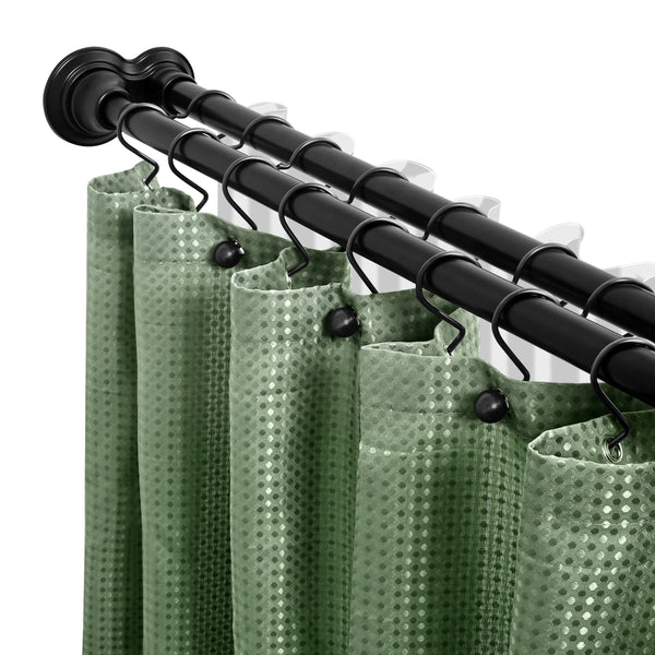 Loft97 DS9XX Adjustable 72-Inch Double Shower Curtain Tension Rods - Rust-Proof Aluminum with  Rubber End Cap, Easy Installation - Extendable, Ideal for Bathroom, Retractable, Wall-to-Wall - No Drilling, Includes shower rings and shower liner