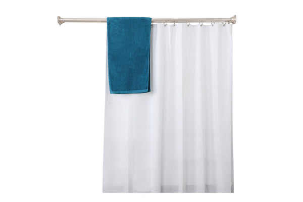 Loft97 DS9XX Adjustable 72-Inch Double Shower Curtain Rods - Rust-Proof Aluminum with  Rubber End Cap, Easy Installation - Extendable, Ideal for Bathroom, Retractable, Wall-to-Wall - No Drilling, Includes shower rings and shower liner