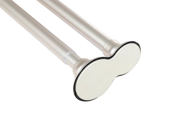 Loft97 DS9XX Adjustable 72-Inch Double Shower Curtain Tension Rods - Rust-Proof Aluminum with  Rubber End Cap, Easy Installation - Extendable, Ideal for Bathroom, Retractable, Wall-to-Wall - No Drilling, Includes shower rings and shower liner