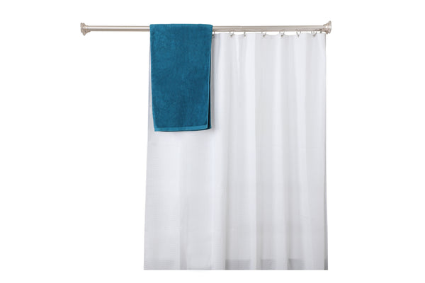 Loft97 DS9XX Adjustable 72-Inch Double Shower Curtain Tension Rods - Rust-Proof Aluminum with  Rubber End Cap, Easy Installation - Extendable, Ideal for Bathroom, Retractable, Wall-to-Wall - No Drilling, Includes shower rings and shower liner