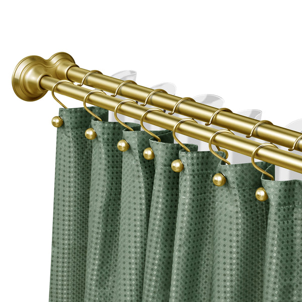 Loft97 DS9XX Adjustable 72-Inch Double Shower Curtain Tension Rods - Rust-Proof Aluminum with  Rubber End Cap, Easy Installation - Extendable, Ideal for Bathroom, Retractable, Wall-to-Wall - No Drilling, Includes shower rings and shower liner