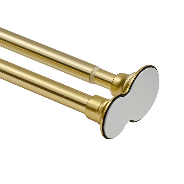 Loft97 DS9XX Adjustable 72-Inch Double Shower Curtain Tension Rods - Rust-Proof Aluminum with  Rubber End Cap, Easy Installation - Extendable, Ideal for Bathroom, Retractable, Wall-to-Wall - No Drilling, Includes shower rings and shower liner