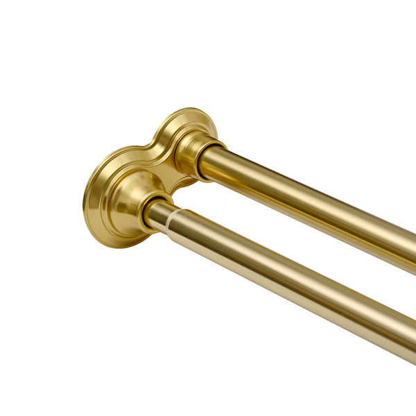 Loft97 DS9XX Adjustable 72-Inch Double Shower Curtain Tension Rods - Rust-Proof Aluminum with  Rubber End Cap, Easy Installation - Extendable, Ideal for Bathroom, Retractable, Wall-to-Wall - No Drilling, Includes shower rings and shower liner