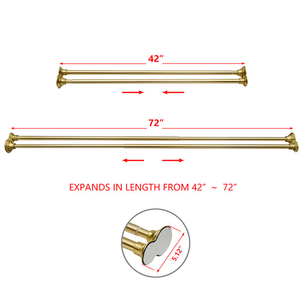 Loft97 DS9XX Adjustable 72-Inch Double Shower Curtain Rods - Rust-Proof Aluminum with  Rubber End Cap, Easy Installation - Extendable, Ideal for Bathroom, Retractable, Wall-to-Wall - No Drilling, Includes shower rings and shower liner