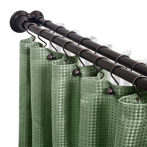 Loft97 DS9XX Adjustable 72-Inch Double Shower Curtain Tension Rods - Rust-Proof Aluminum with  Rubber End Cap, Easy Installation - Extendable, Ideal for Bathroom, Retractable, Wall-to-Wall - No Drilling, Includes shower rings and shower liner