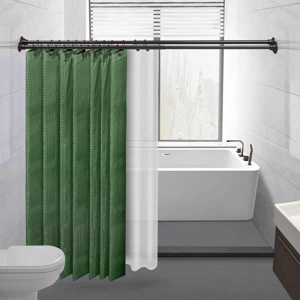 Loft97 DS9XX Adjustable 72-Inch Double Shower Curtain Tension Rods - Rust-Proof Aluminum with  Rubber End Cap, Easy Installation - Extendable, Ideal for Bathroom, Retractable, Wall-to-Wall - No Drilling, Includes shower rings and shower liner
