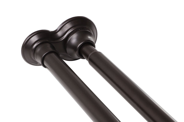 Loft97 DS9XX Adjustable 72-Inch Double Shower Curtain Tension Rods - Rust-Proof Aluminum with  Rubber End Cap, Easy Installation - Extendable, Ideal for Bathroom, Retractable, Wall-to-Wall - No Drilling, Includes shower rings and shower liner