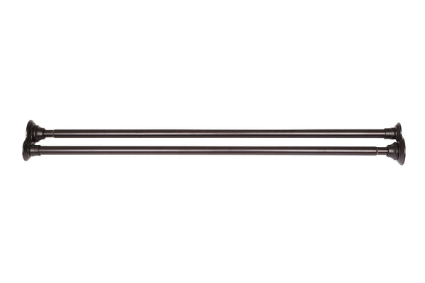 Loft97 DS9XX Adjustable 72-Inch Double Shower Curtain Tension Rods - Rust-Proof Aluminum with  Rubber End Cap, Easy Installation - Extendable, Ideal for Bathroom, Retractable, Wall-to-Wall - No Drilling, Includes shower rings and shower liner