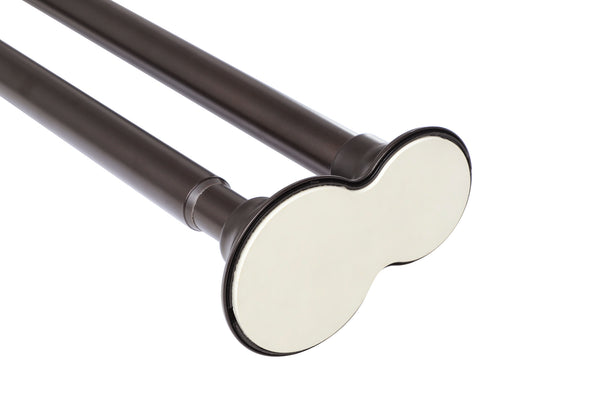 Loft97 DS9XX Adjustable 72-Inch Double Shower Curtain Tension Rods - Rust-Proof Aluminum with  Rubber End Cap, Easy Installation - Extendable, Ideal for Bathroom, Retractable, Wall-to-Wall - No Drilling, Includes shower rings and shower liner