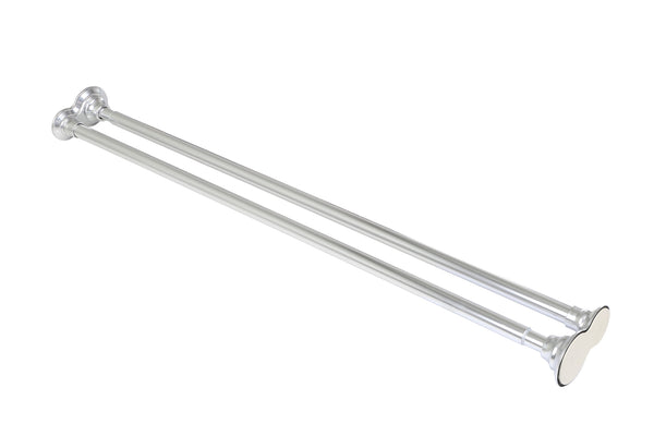 Loft97 DS9XX Adjustable 72-Inch Double Shower Curtain Tension Rods - Rust-Proof Aluminum with  Rubber End Cap, Easy Installation - Extendable, Ideal for Bathroom, Retractable, Wall-to-Wall - No Drilling, Includes shower rings and shower liner