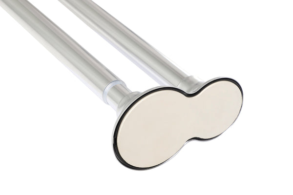 Loft97 DS9XX Adjustable 72-Inch Double Shower Curtain Tension Rods - Rust-Proof Aluminum with  Rubber End Cap, Easy Installation - Extendable, Ideal for Bathroom, Retractable, Wall-to-Wall - No Drilling, Includes shower rings and shower liner