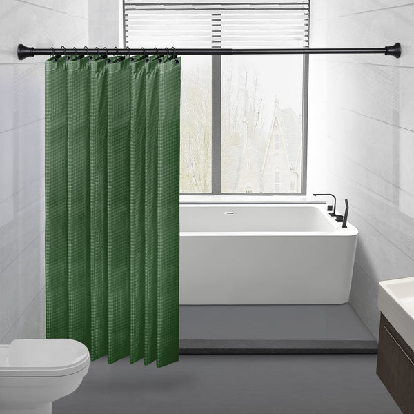 Loft97 FH72XX Adjustable 72-Inch Shower Curtain Tension Rod - Rust-Proof Aluminum with Rubber End Cap, No Drill Installation - Extendable, Ideal for Bathroom, Retractable, Wall-to-Wall - Easy to Hang, Included PEVA Shower liner and shower hooks