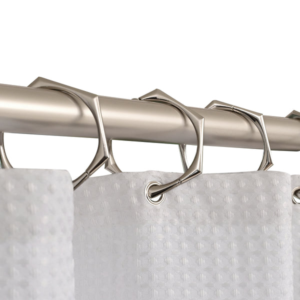 Loft97 FH72XX Adjustable 72-Inch Shower Curtain Tension Rod - Rust-Proof Aluminum with Rubber End Cap, No Drill Installation - Extendable, Ideal for Bathroom, Retractable, Wall-to-Wall - Easy to Hang, Included PEVA Shower liner and shower hooks