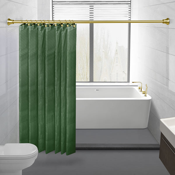 Loft97 FH72XX Adjustable 72-Inch Shower Curtain Tension Rod - Rust-Proof Aluminum with Rubber End Cap, No Drill Installation - Extendable, Ideal for Bathroom, Retractable, Wall-to-Wall - Easy to Hang, Included PEVA Shower liner and shower hooks