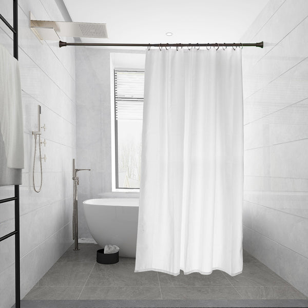 Loft97 FH72XX Adjustable 72-Inch Shower Curtain Tension Rod - Rust-Proof Aluminum with Rubber End Cap, No Drill Installation - Extendable, Ideal for Bathroom, Retractable, Wall-to-Wall - Easy to Hang, Included PEVA Shower liner and shower hooks