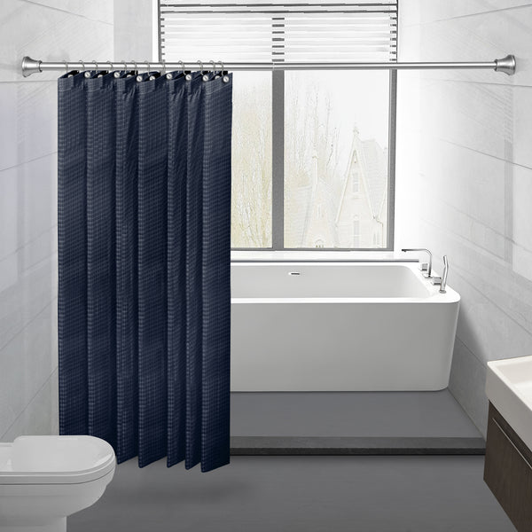 Loft97 FH72XX Adjustable 72-Inch Shower Curtain Tension Rod - Rust-Proof Aluminum with Rubber End Cap, No Drill Installation - Extendable, Ideal for Bathroom, Retractable, Wall-to-Wall - Easy to Hang, Included PEVA Shower liner and shower hooks