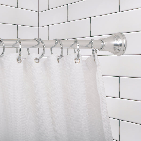 Loft97 FH72XX Adjustable 72-Inch Shower Curtain Tension Rod - Rust-Proof Aluminum with Rubber End Cap, No Drill Installation - Extendable, Ideal for Bathroom, Retractable, Wall-to-Wall - Easy to Hang, Included PEVA Shower liner and shower hooks