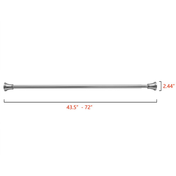 Loft97 FH72XX Adjustable 72-Inch Shower Curtain Tension Rod - Rust-Proof Aluminum with Rubber End Cap, No Drill Installation - Extendable, Ideal for Bathroom, Retractable, Wall-to-Wall - Easy to Hang, Included PEVA Shower liner and shower hooks