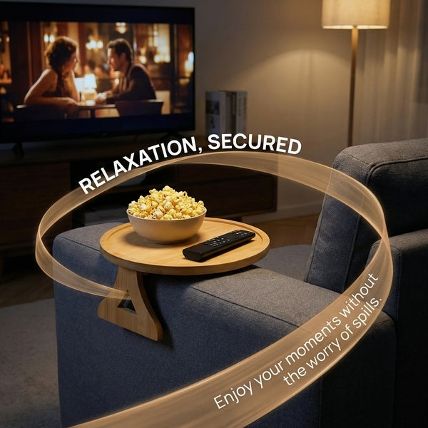 Loft97 FT01NT 11" Bamboo Couch Arm Tray Table, Foldable Sofa Side Tray for Drinks, Snacks, Phone & Remote, Non-Slip Space-Saving Home Essential