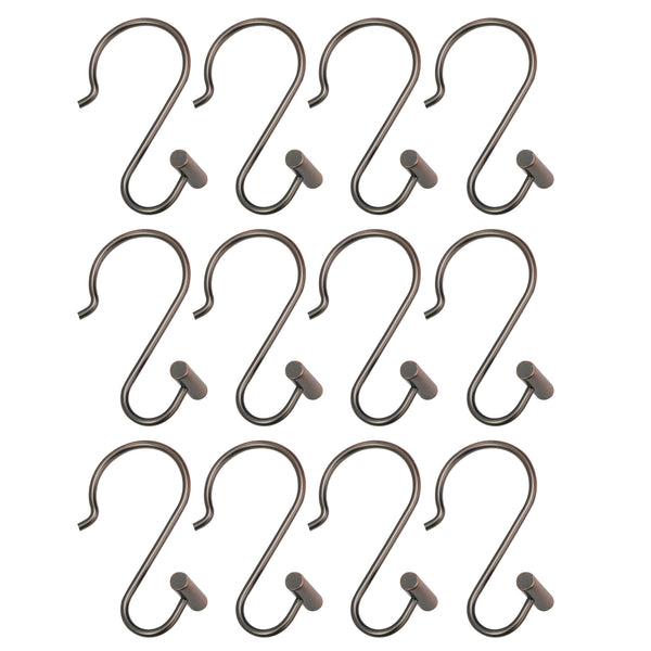 Loft97 HK25XX Shower Rings Hooks, Shower Curtain Rings Hooks for Bathroom, Rust Resistant Shower Curtain Hooks Rings, Set of 12, Chrome/Oil Rubbed Bronze/Brushed Nickel/Matte Black/Gold