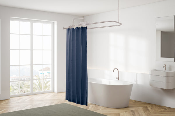 Loft97 HP1XX & HP2XX Rustproof Wall Mounted Aluminum Hoop Shower Rod With Ceiling Support for Clawfoot Tub, 54 Inch Extra Large Size by 26 Inch