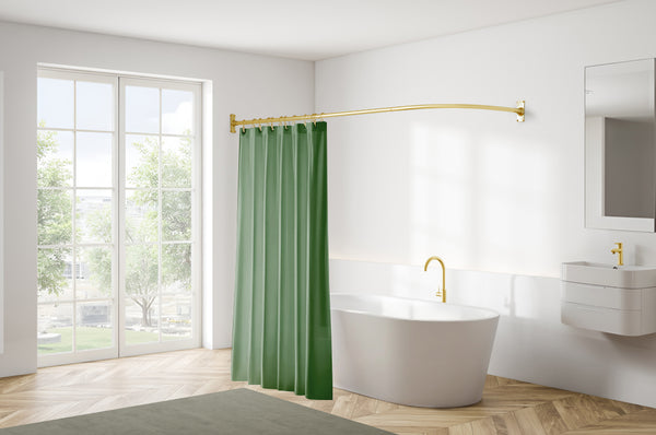 Loft97 LR1XX Wall Mounted Aluminum 68x28in Rustproof L-Shaped Corner Shower Curtain Rod