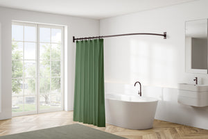 Loft97 LR1RB Rustproof Wall Mounted 68x28in L-Shaped Corner Shower Rod, Bronze