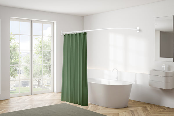 Loft97 LR1XX Wall Mounted Aluminum 68x28in Rustproof L-Shaped Corner Shower Curtain Rod