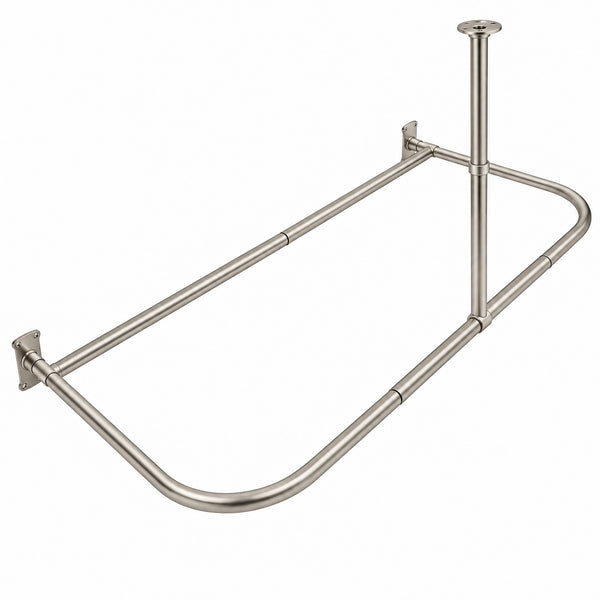 Loft97 DR1XX Signature Aluminum Series Freestanding Tub Shower Curtain Rod - D-Shaped Rustproof Aluminum with Ceiling Support, 60x25 Inch