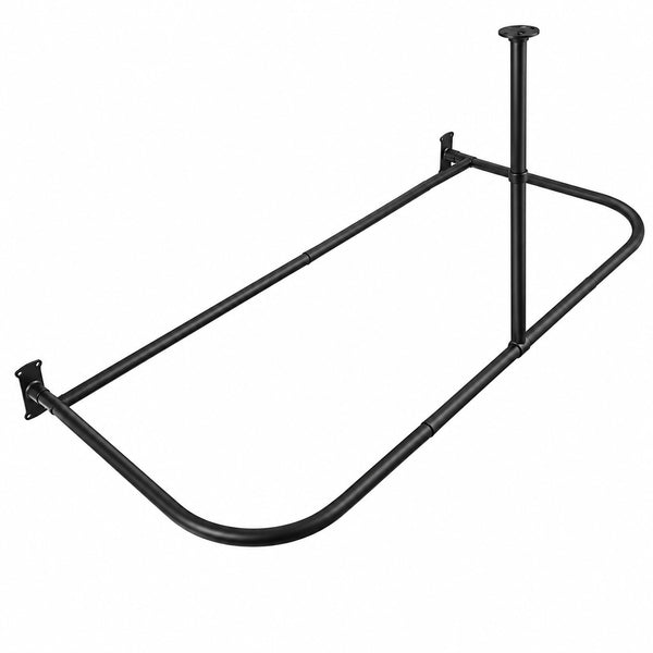 Loft97 DR1XX Signature Aluminum Series Freestanding Tub Shower Curtain Rod - D-Shaped Rustproof Aluminum with Ceiling Support, 60x25 Inch