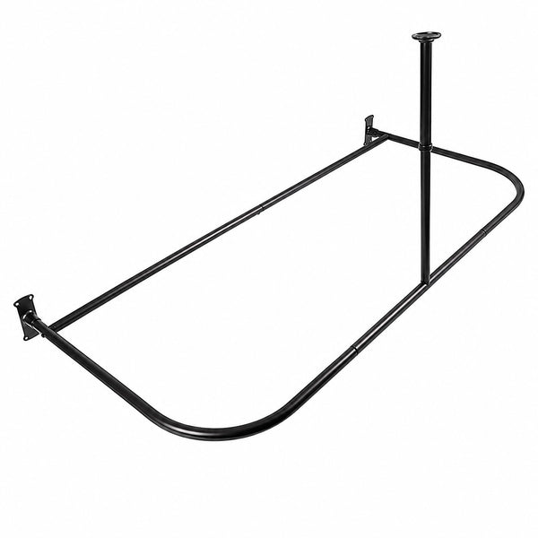 Loft97 DR1XX Signature Aluminum Series Freestanding Tub Shower Curtain Rod - D-Shaped Rustproof Aluminum with Ceiling Support, 60x25 Inch