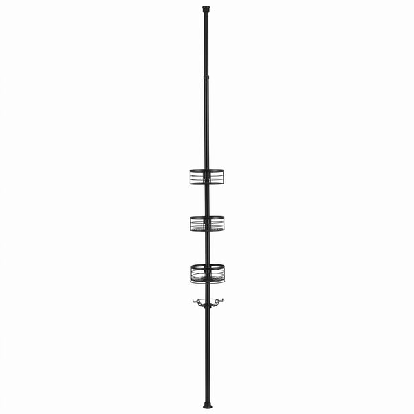 Loft97 PC4XX Tension Pole Shower Caddy Corner Organizer, Adjustable Standing Shower Caddy with 3 Removable Baskets and Hooks, Rust Resistant Bathroom Tension Rod Organizer, 60.5 to 108 Inch