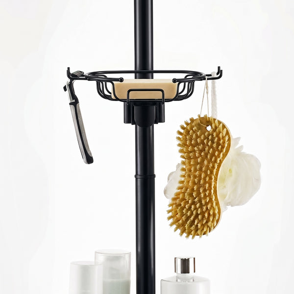 Loft97 PC4XX Tension Pole Shower Caddy Corner Organizer, Adjustable Standing Shower Caddy with 3 Removable Baskets and Hooks, Rust Resistant Bathroom Tension Rod Organizer, 60.5 to 108 Inch